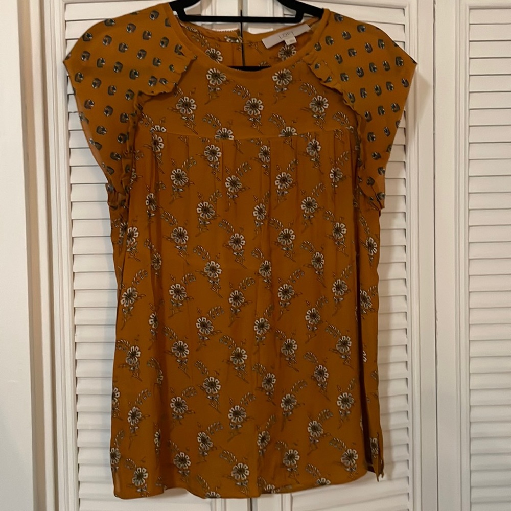 LOFT Floral Print Blouse Sz M